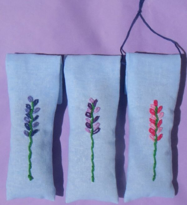 embroided lavender bags blue