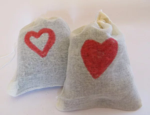 valentine gift lavender bag with a heart